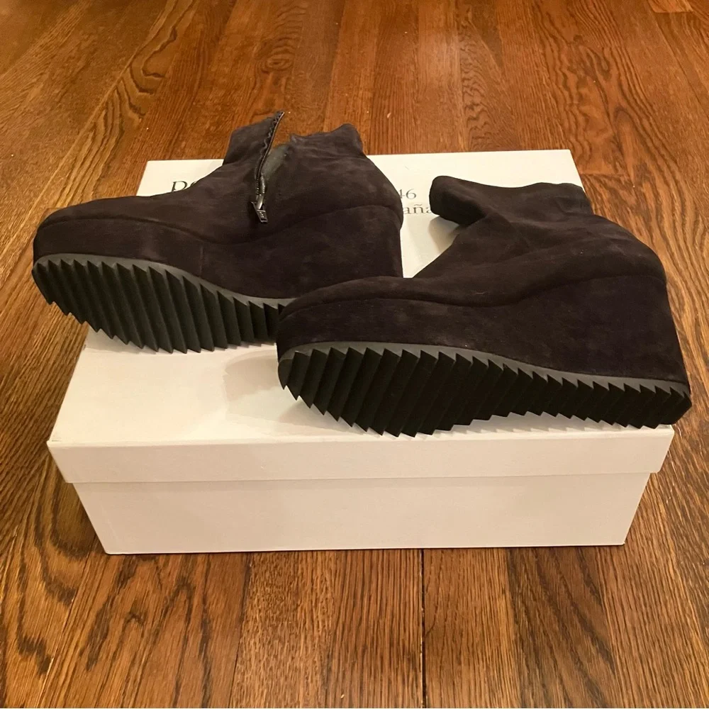 Pedro Garcia women’s black stretch suede Urika Wedge Booties w/zipper size US6.5 - Picture 2 of 10